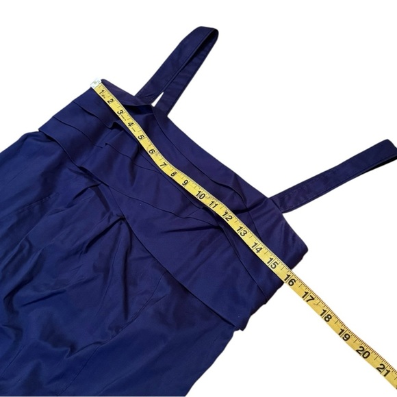 Diane Von Furstenberg Blue Strap Dress Mini Size 2 Zip Pleated Formal Business - Picture 3 of 5